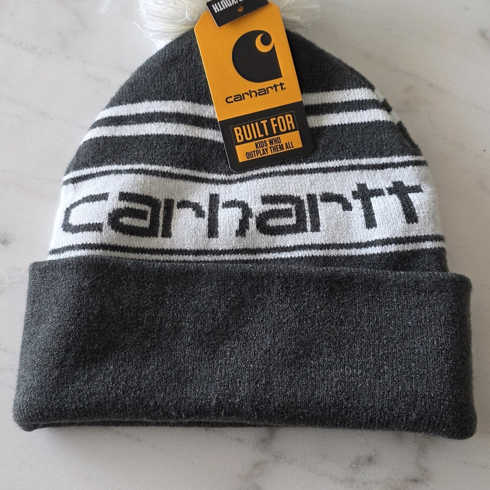 Carhartt Gray and White Beanie